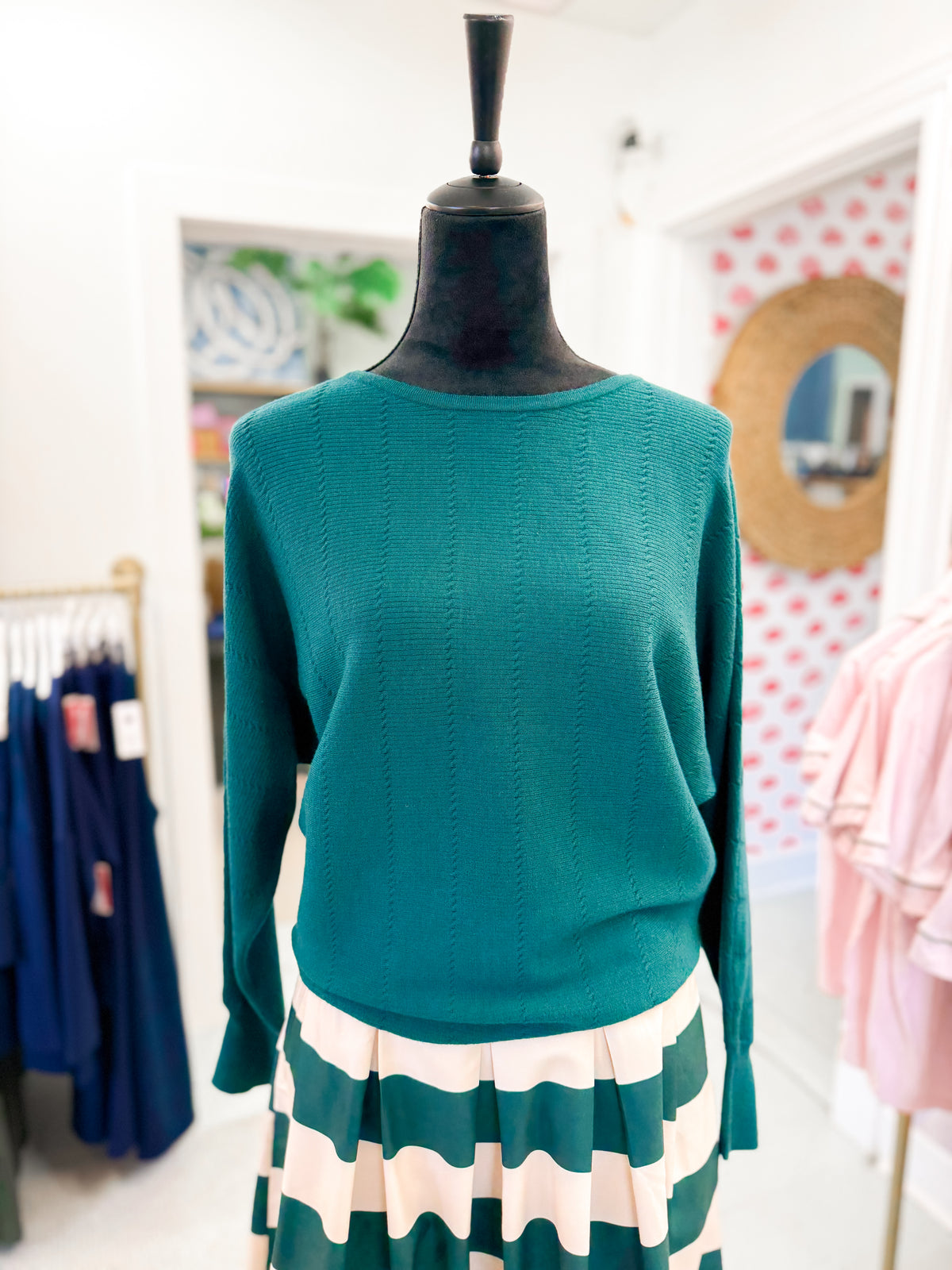 Dolman Sleeve Boat Neck Sweater