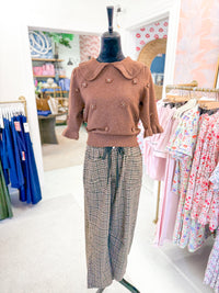 Plaid Cropped Trouser - Espresso