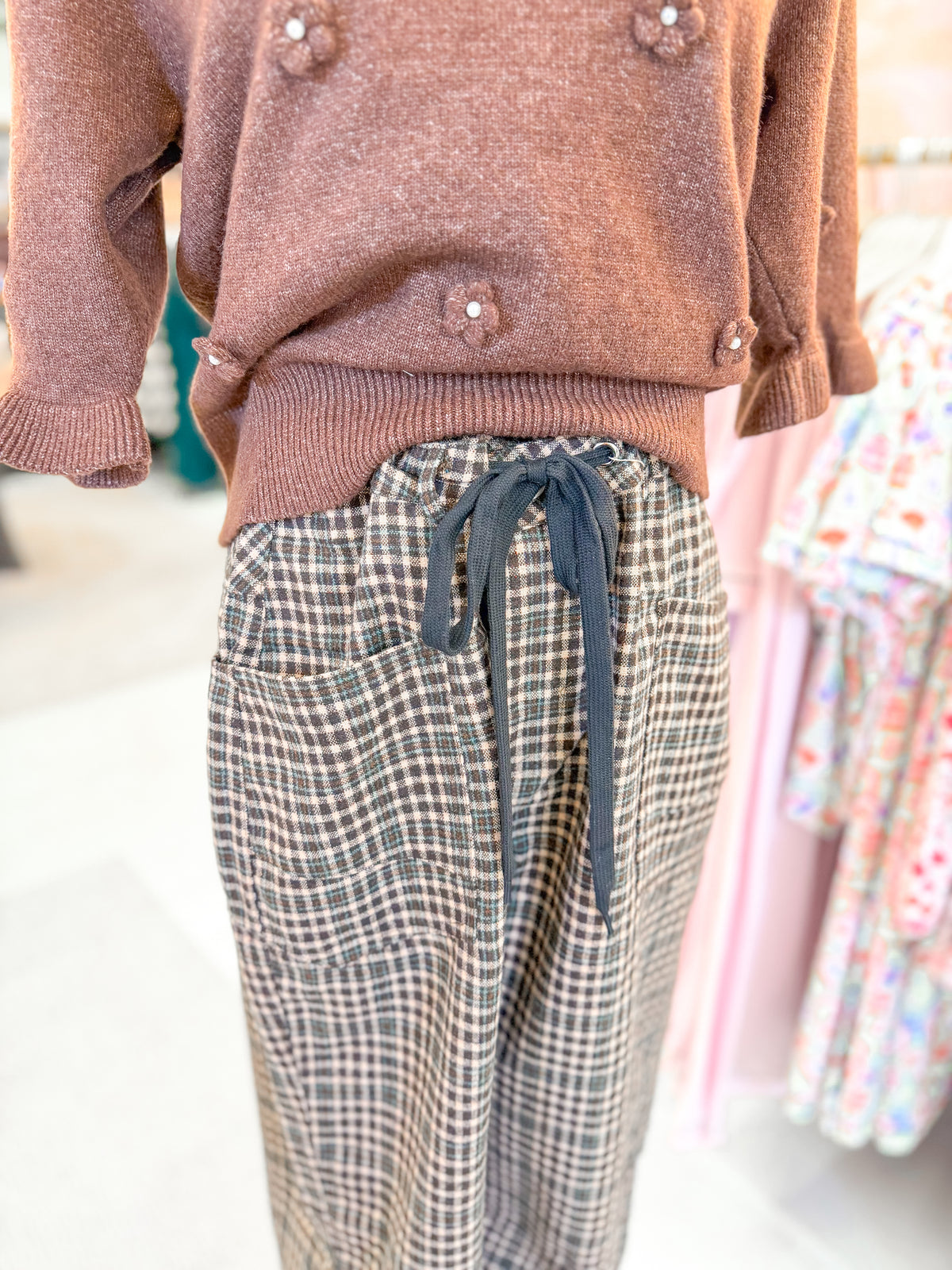 Plaid Cropped Trouser - Espresso