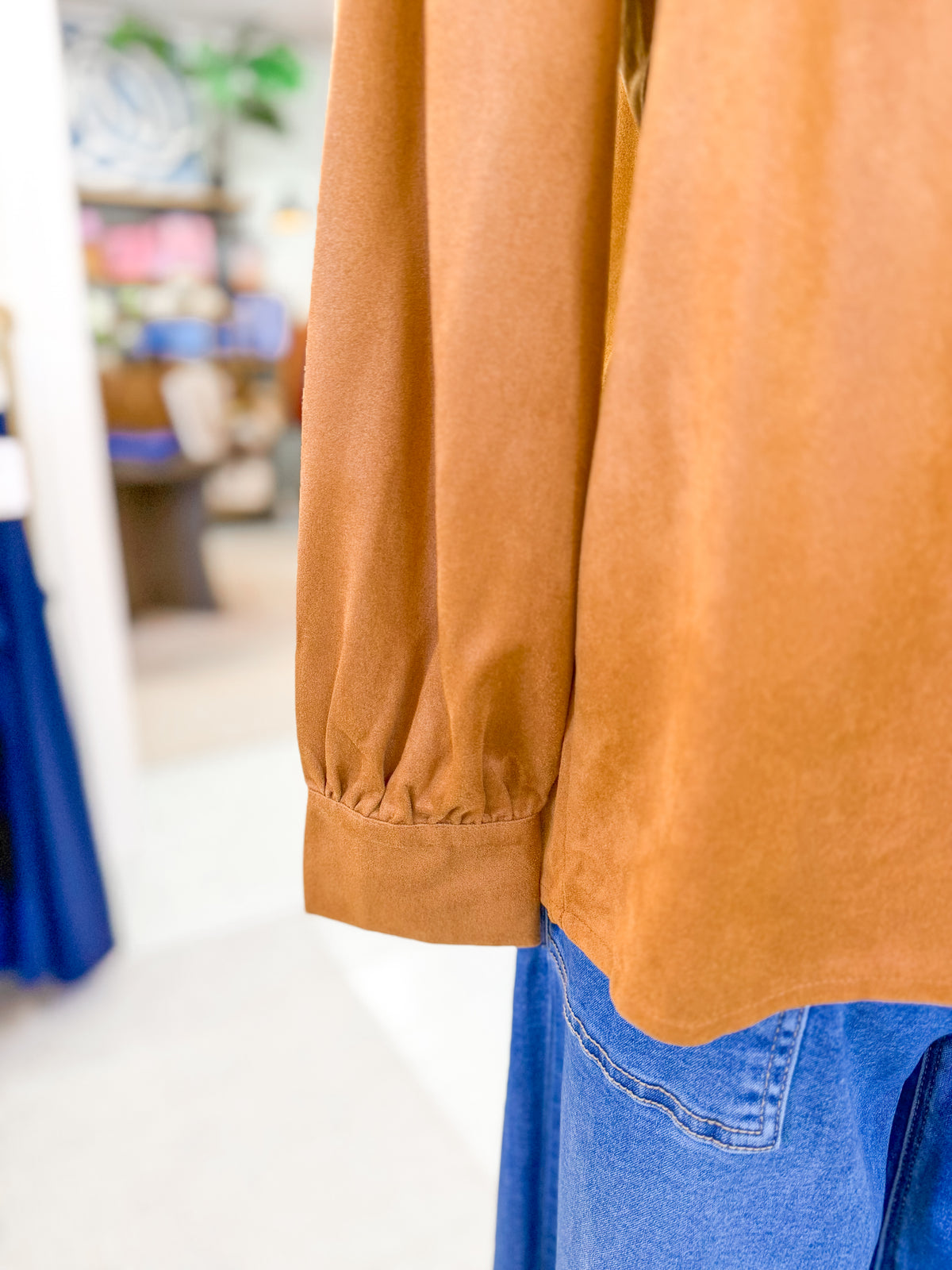 Ruffled Neck Blouse - Camel