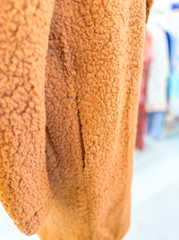 Fleece Button Down Coat - Camel