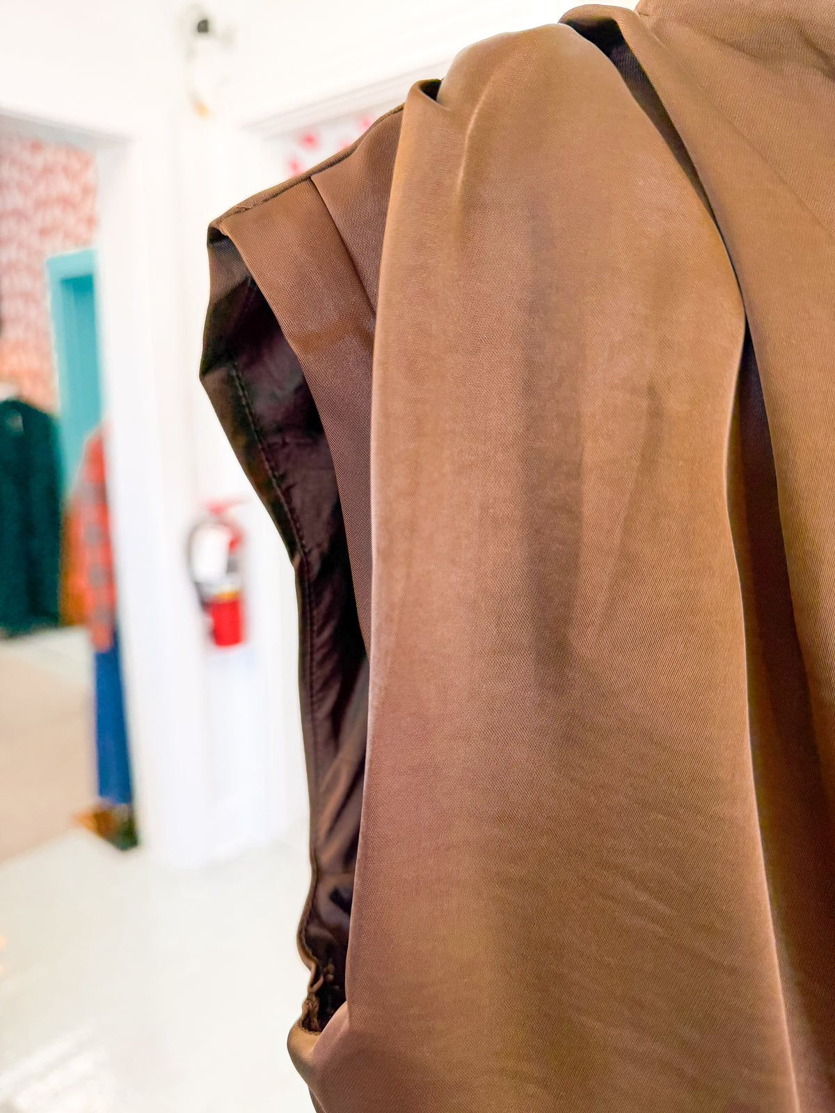 Mock Neck Midi Dress - Brown