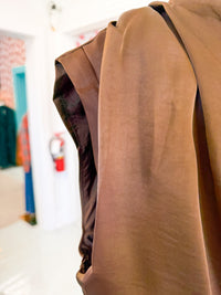 Mock Neck Midi Dress - Brown