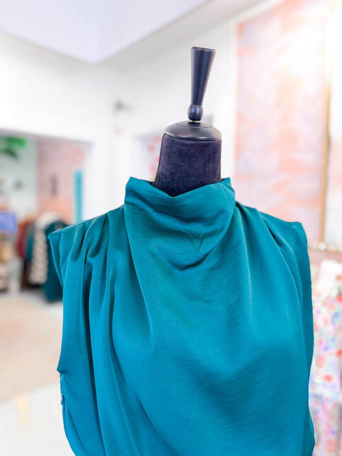 Mock Neck Midi Dress - Hunter Green