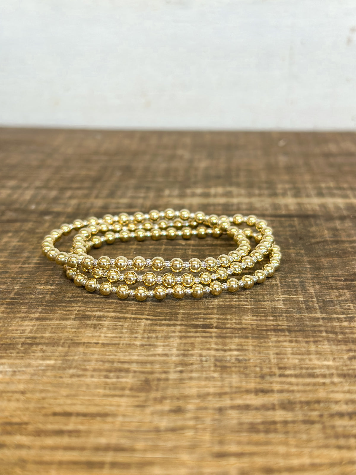 Classic Grateful Pattern 6mm Bead Bracelet - Mixed Metal