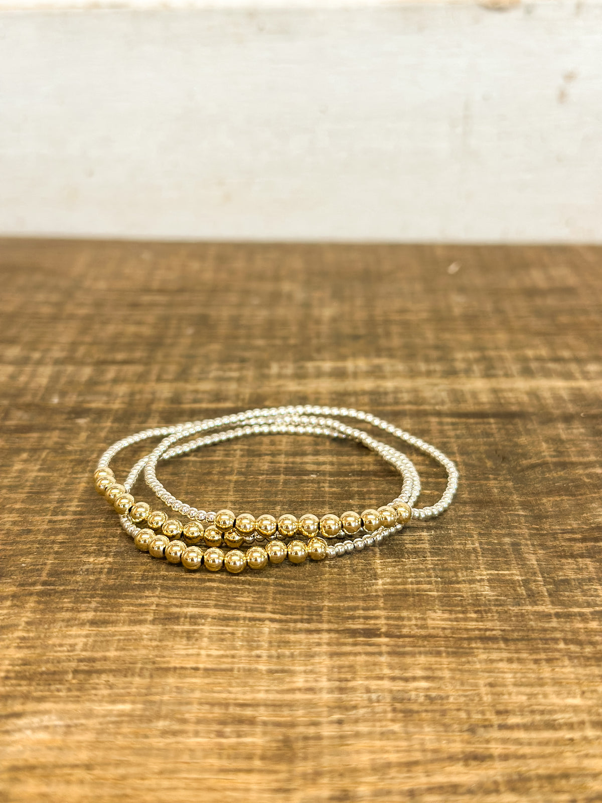 Classic Beaded Bliss 2mm Bead Bracelet - 4mm - MIxed Metal