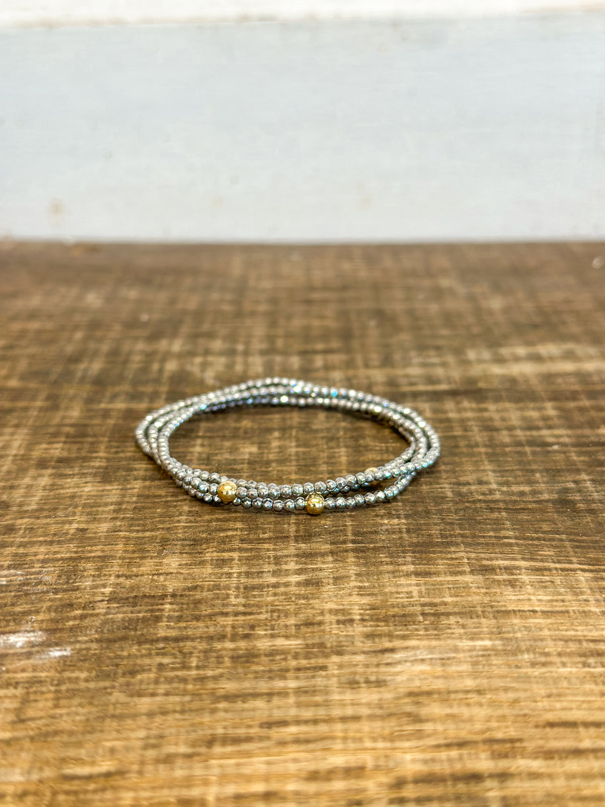 Silver Faceted Hematite 2mm Bead Bracelet