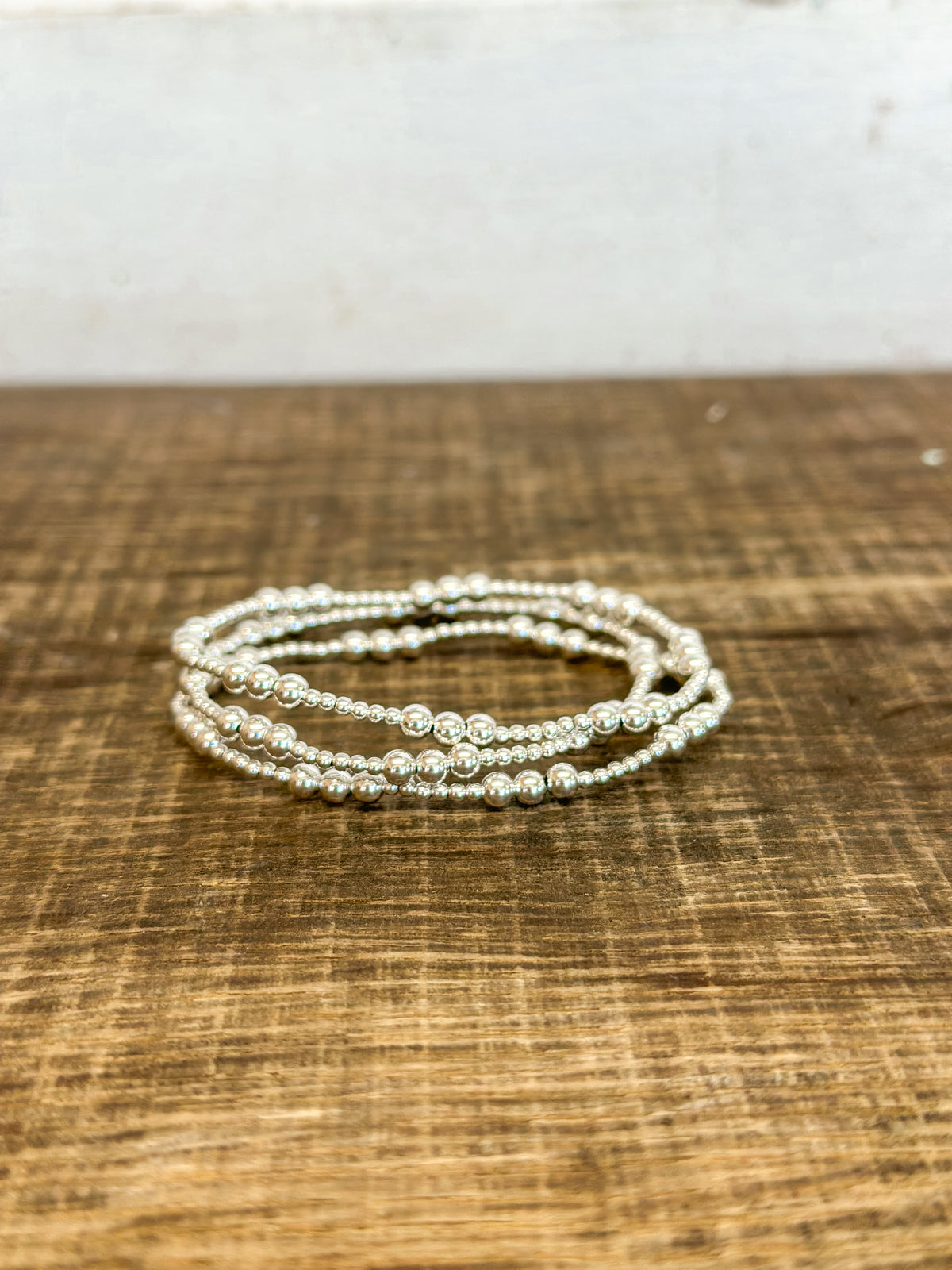 Classic Joy Pattern 4mm Bead Bracelet - Sterling