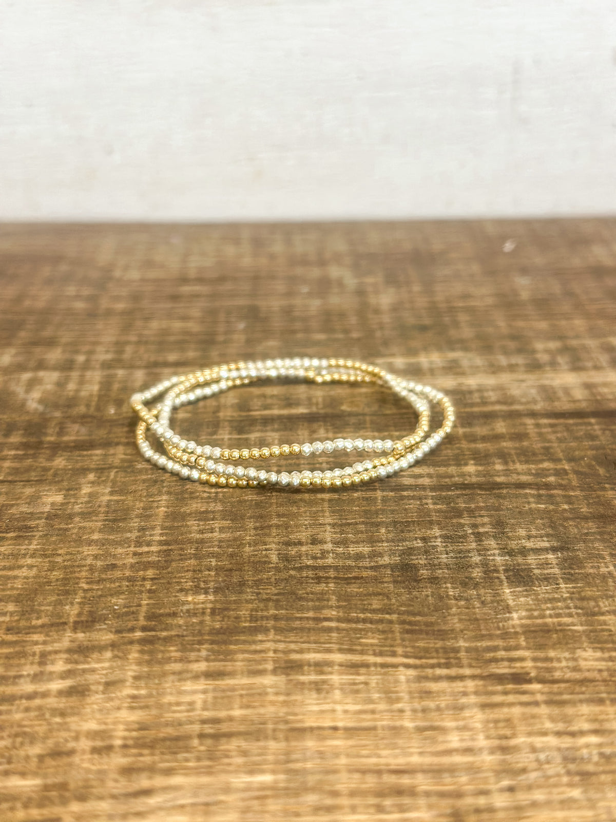 Blissful Pattern 2mm Bead Bracelet - Bright Silver Faceted Hematite