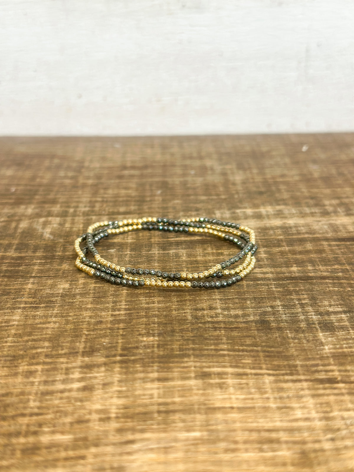 Blissful Pattern 2mm Bead Bracelet - Faceted Hematite