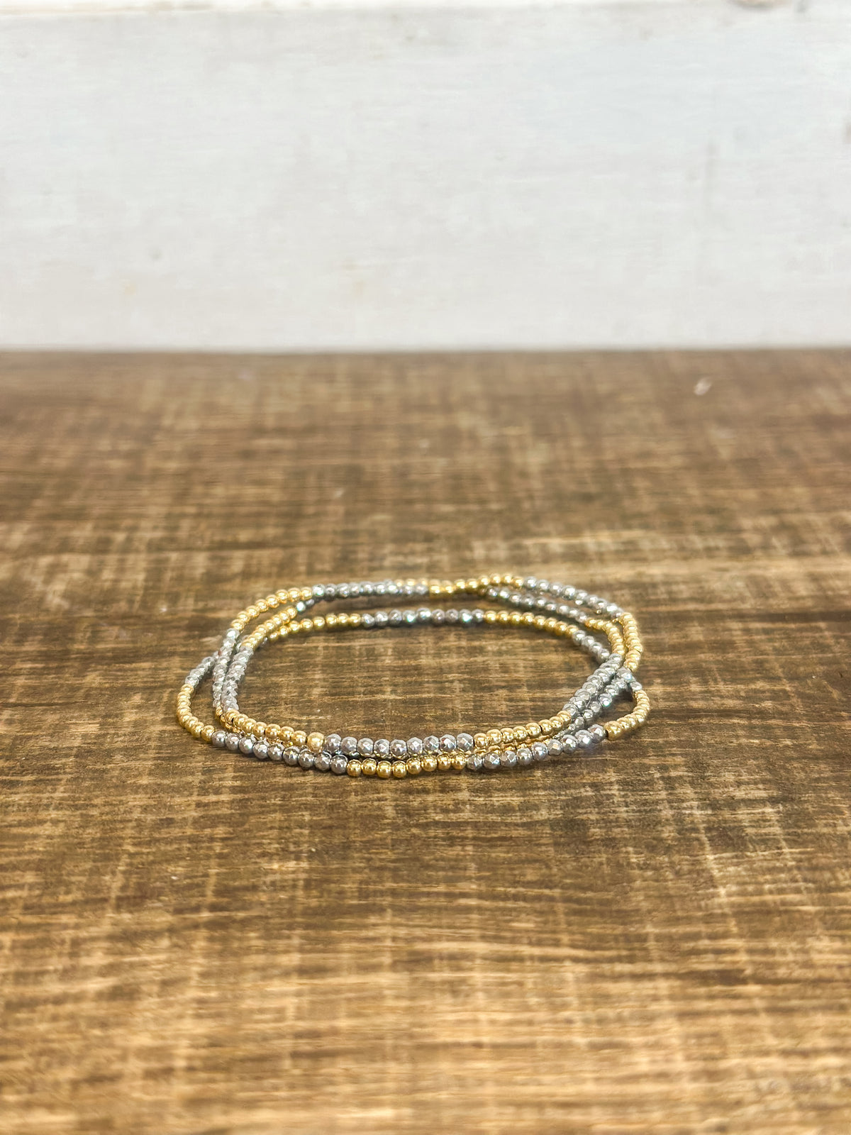 Blissful Pattern 2mm Bead Bracelet - Silver Faceted Hematite