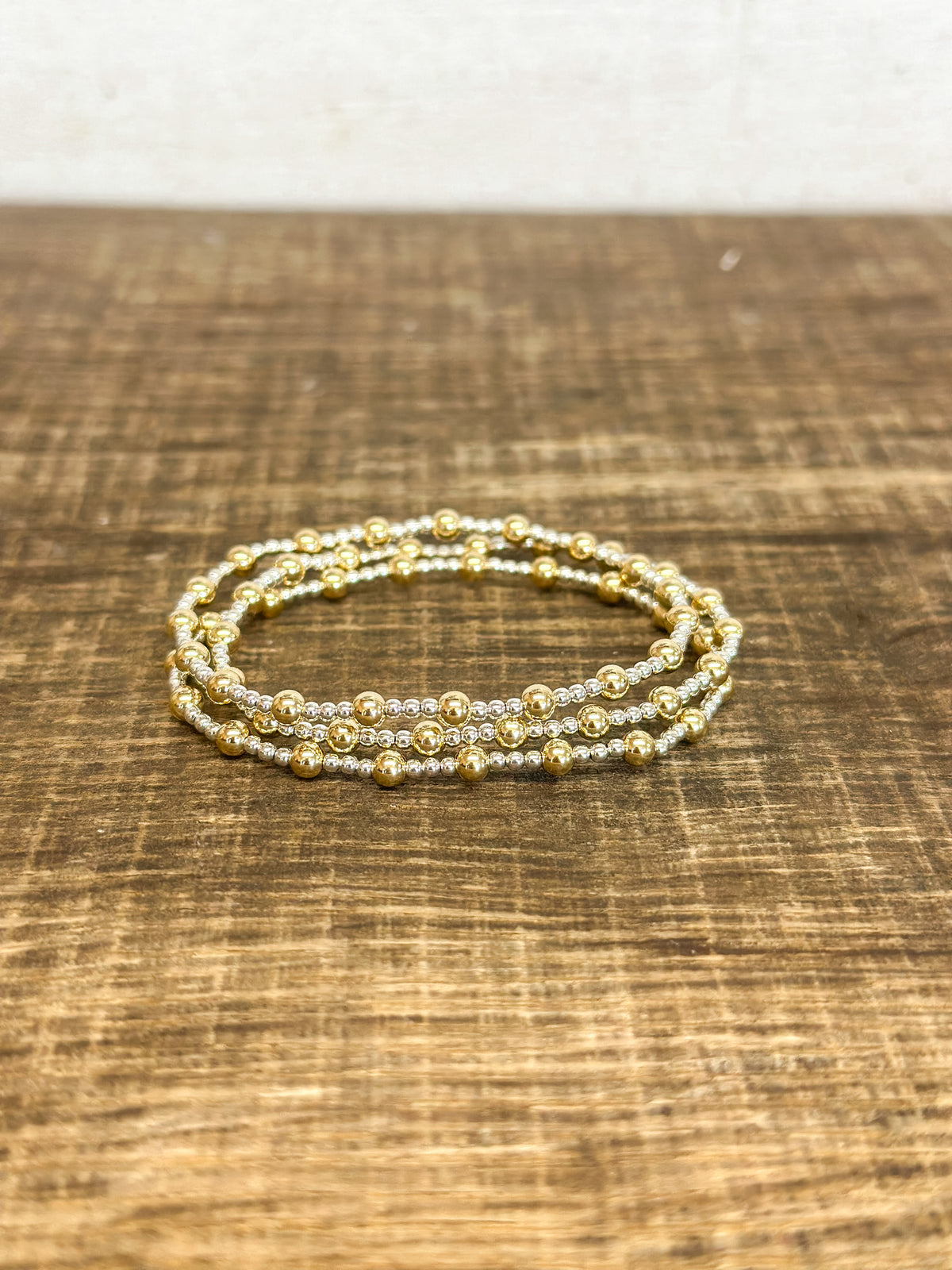 Classic Sincerity Pattern 4mm Bead Bracelet - Mixed Metal