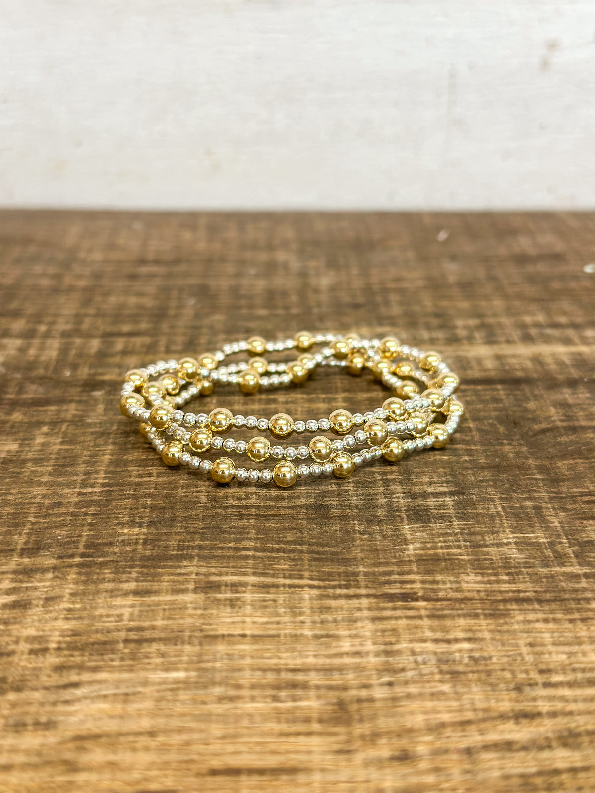 Classic Sincerity Pattern 5mm Bead Bracelet - Mixed Metal