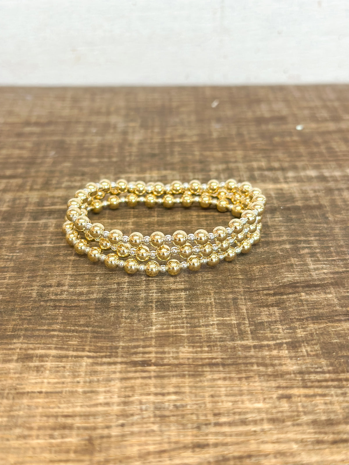 Classic Grateful Pattern 5mm Bead Bracelet - Mixed Metal