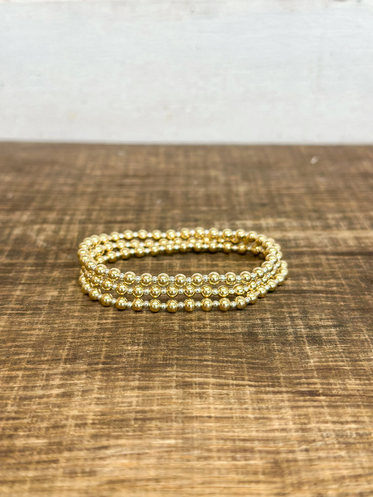 Classic Grateful Pattern 4mm Bead Bracelet - Mixed Metal