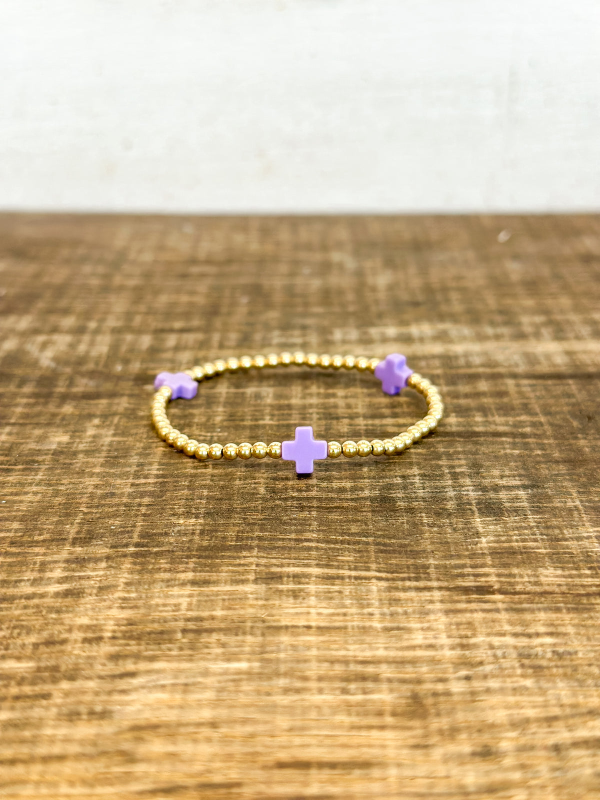 egirl Signature Cross Gold 3mm Bracelet - Purple
