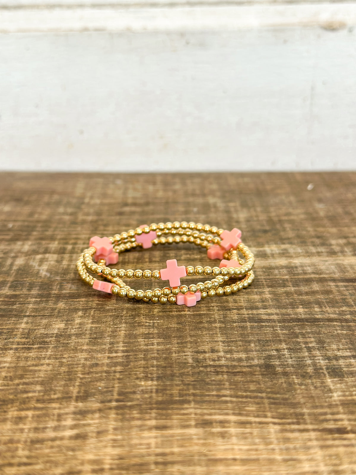 egirl Signature Cross Gold 3mm Bracelet - Pink