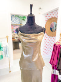 Olive Cowl Neck Glitter Cami