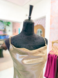 Olive Cowl Neck Glitter Cami