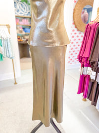 Olive Glitter Midi Skirt