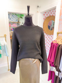 Crew Neck Long Puff Sleeve Sweater