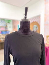 Ribbed Long Sleeve Top - Black