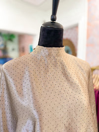 High Neck with Adjustable Tie Blouse - Taupe