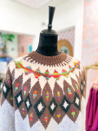 Fair Isle Knit Sweater - Grey Mocha