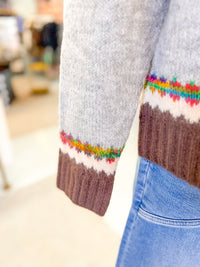 Fair Isle Knit Sweater - Grey Mocha