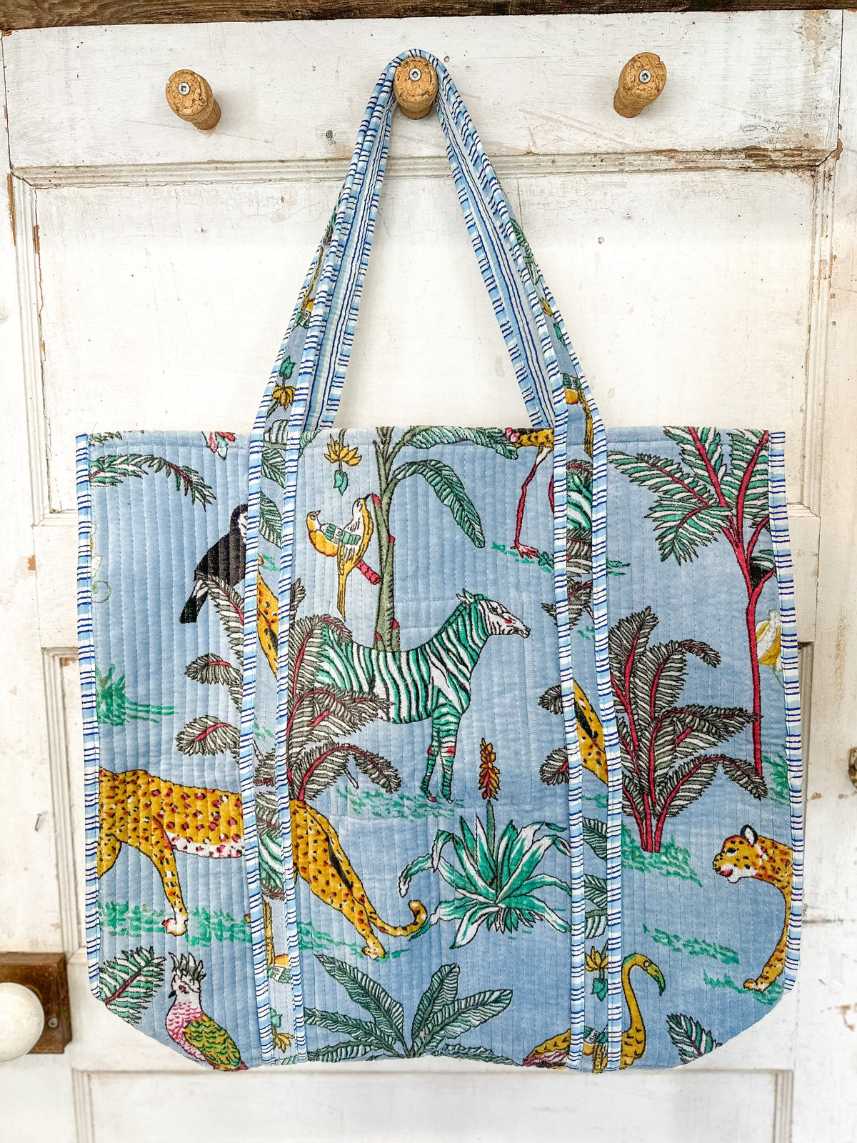 Velvet Wanderer Tote - Light Blue