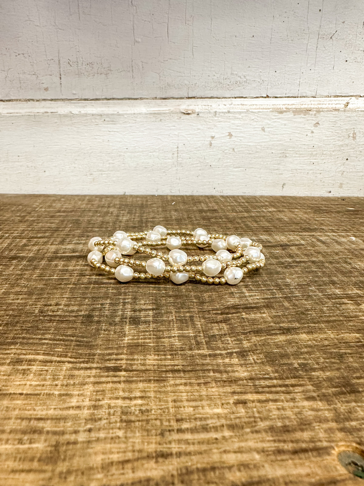 Extends - Admire Gold 3mm Bead Bracelet - Pearl