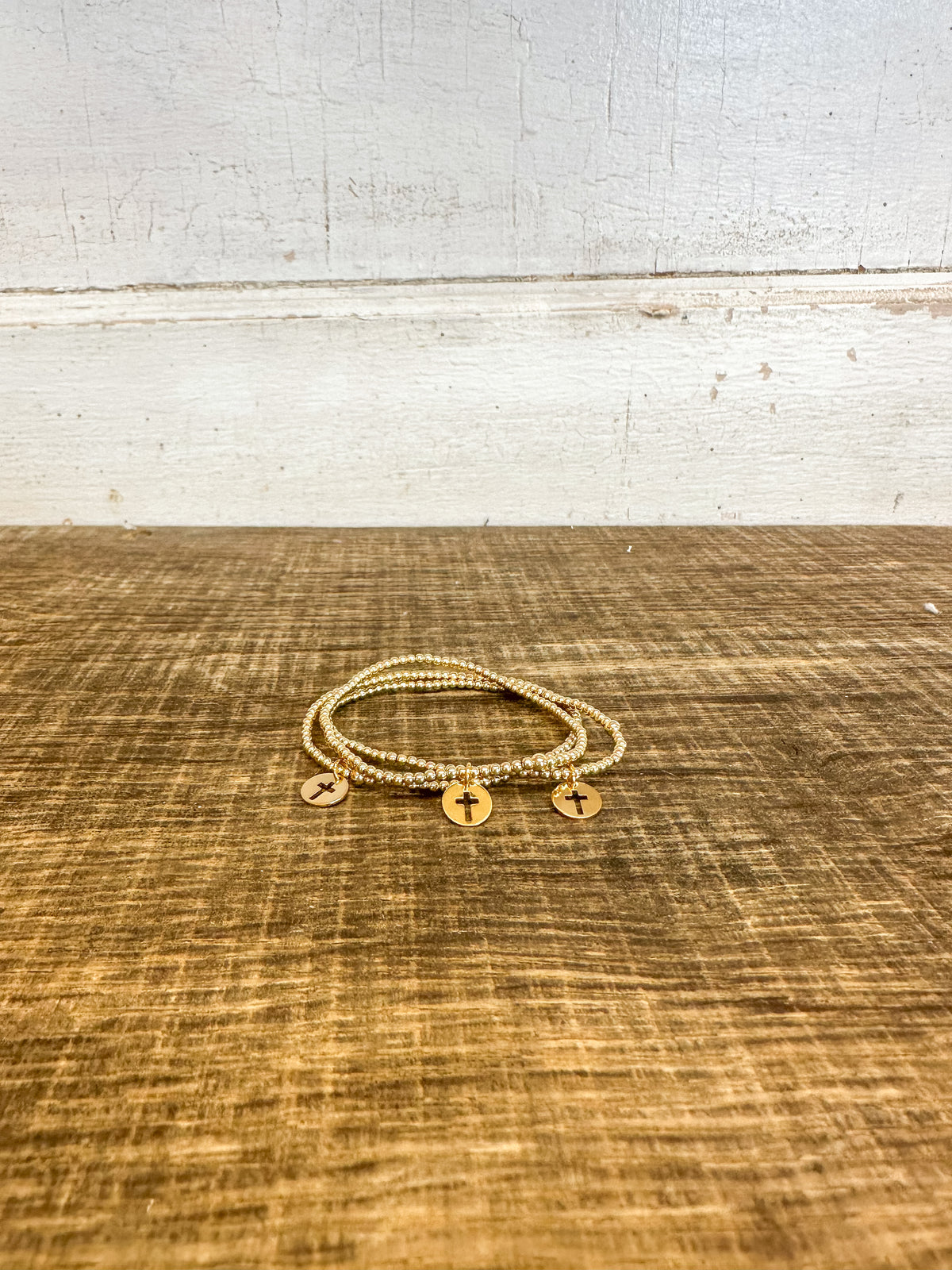 egirl Classic Gold 2mm Bead Bracelet - Blessed Small Gold Disc
