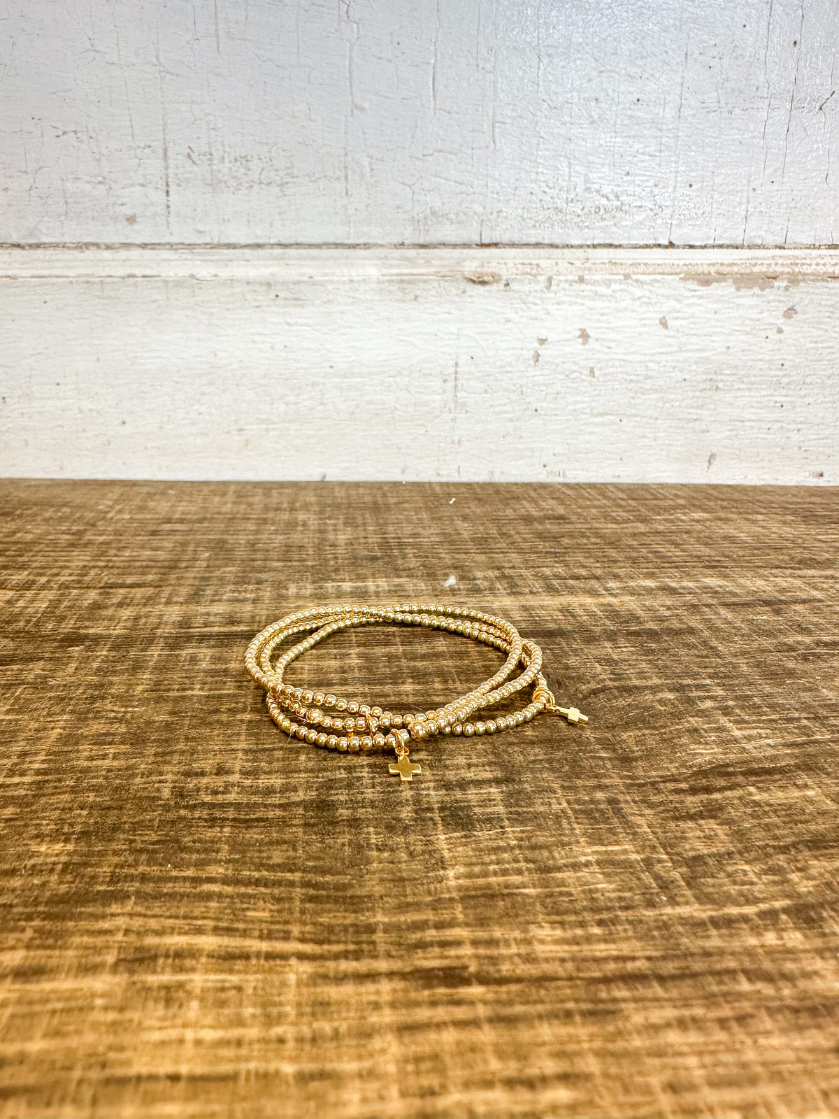 egirl Classic Gold 2mm Bead Bracelet - Signature Cross
