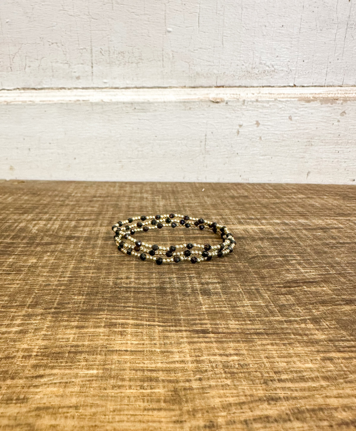 Sincerity Gold 3mm Bracelet - Faceted Onyx