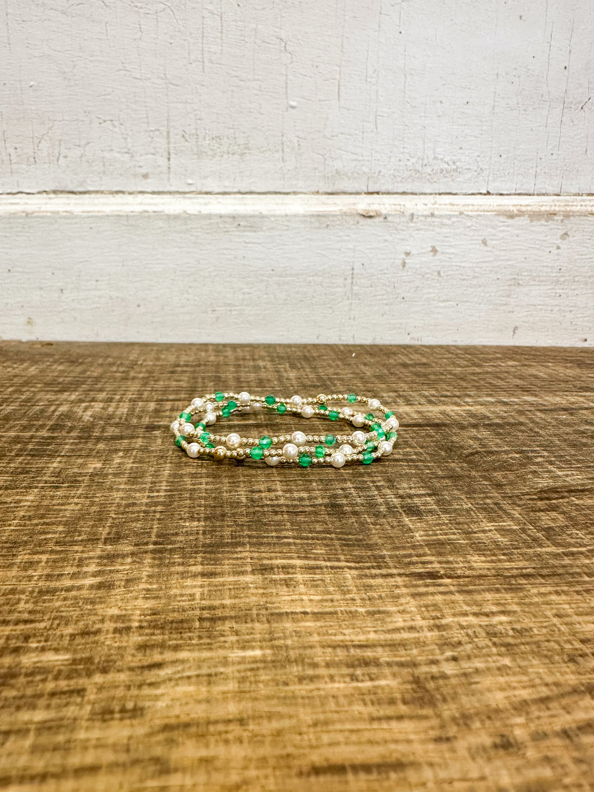 Pearl Sincerity Pattern 4mm Bead Bracelet - Green Onyx