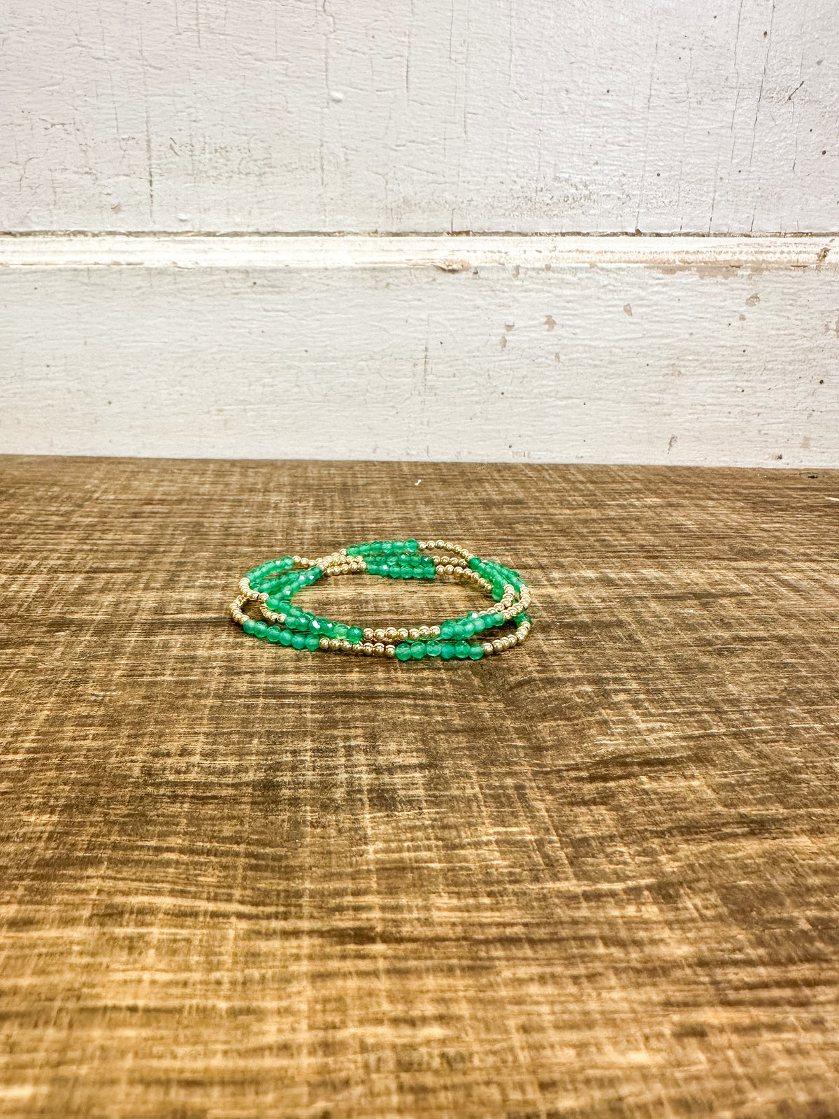 Blissful Gold 2.5mm Bracelet - Green Onyx