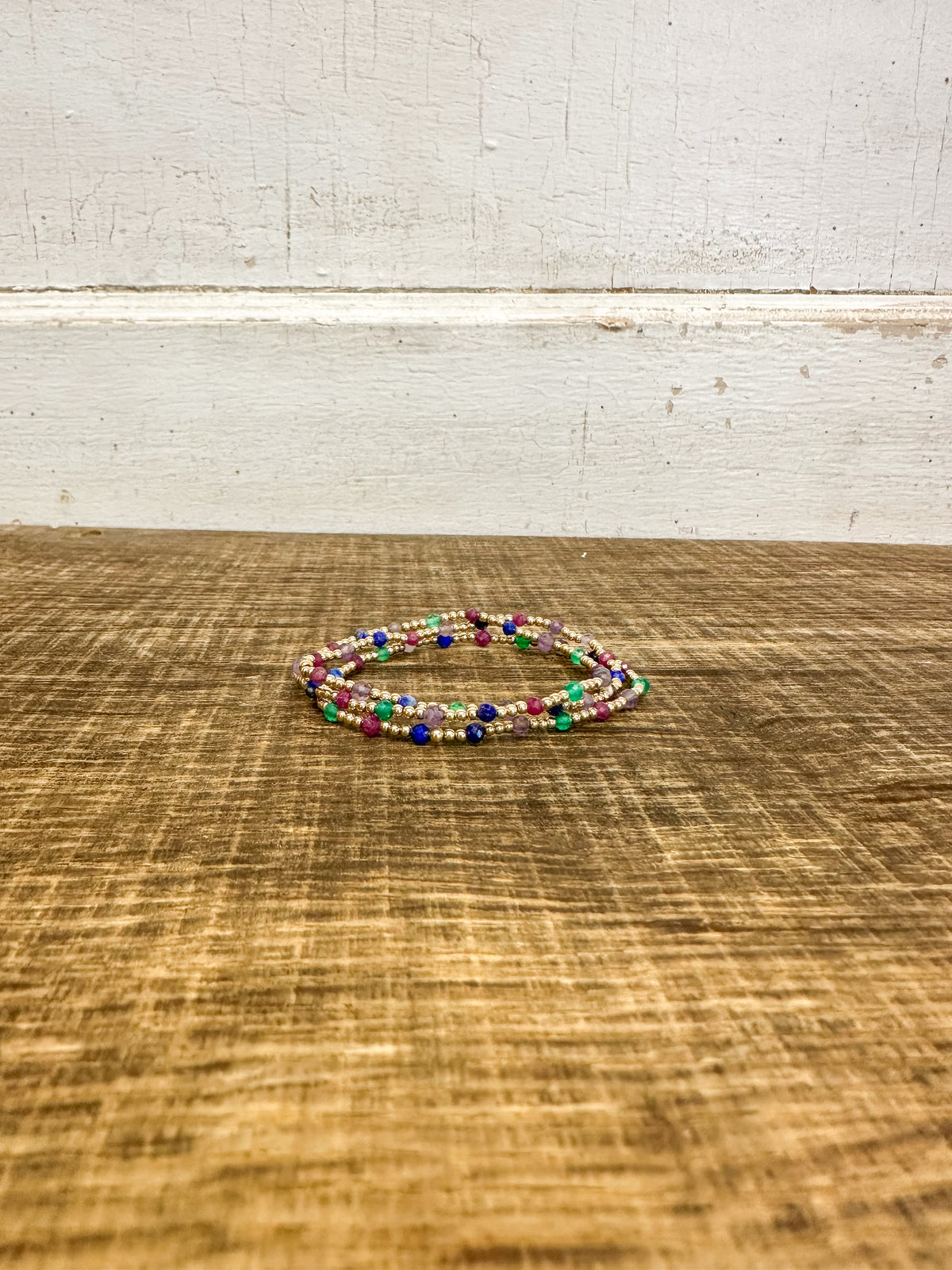 Gemstone Gold Sincerity Pattern 3mm Bead Bracelet- Hot Mess FW25