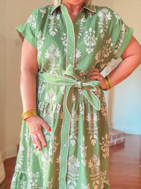 The Eleanor Shirt Dress - Olive Green
