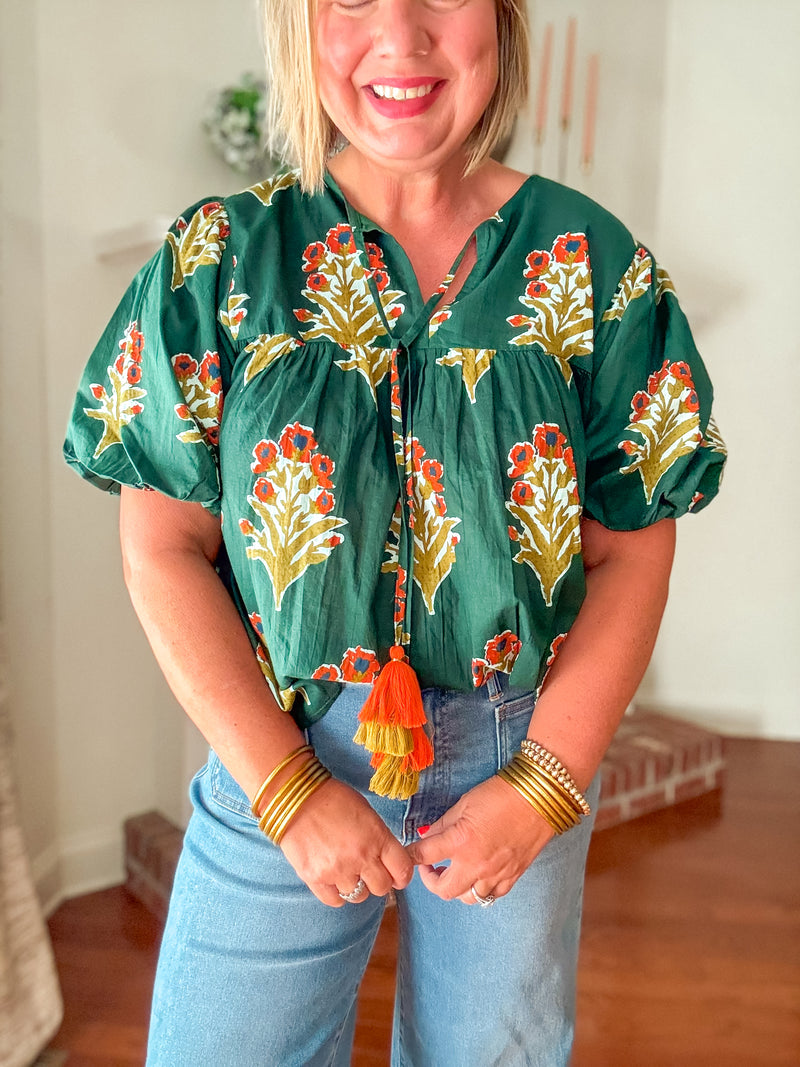 Clementine Puff Sleeve Floral Top