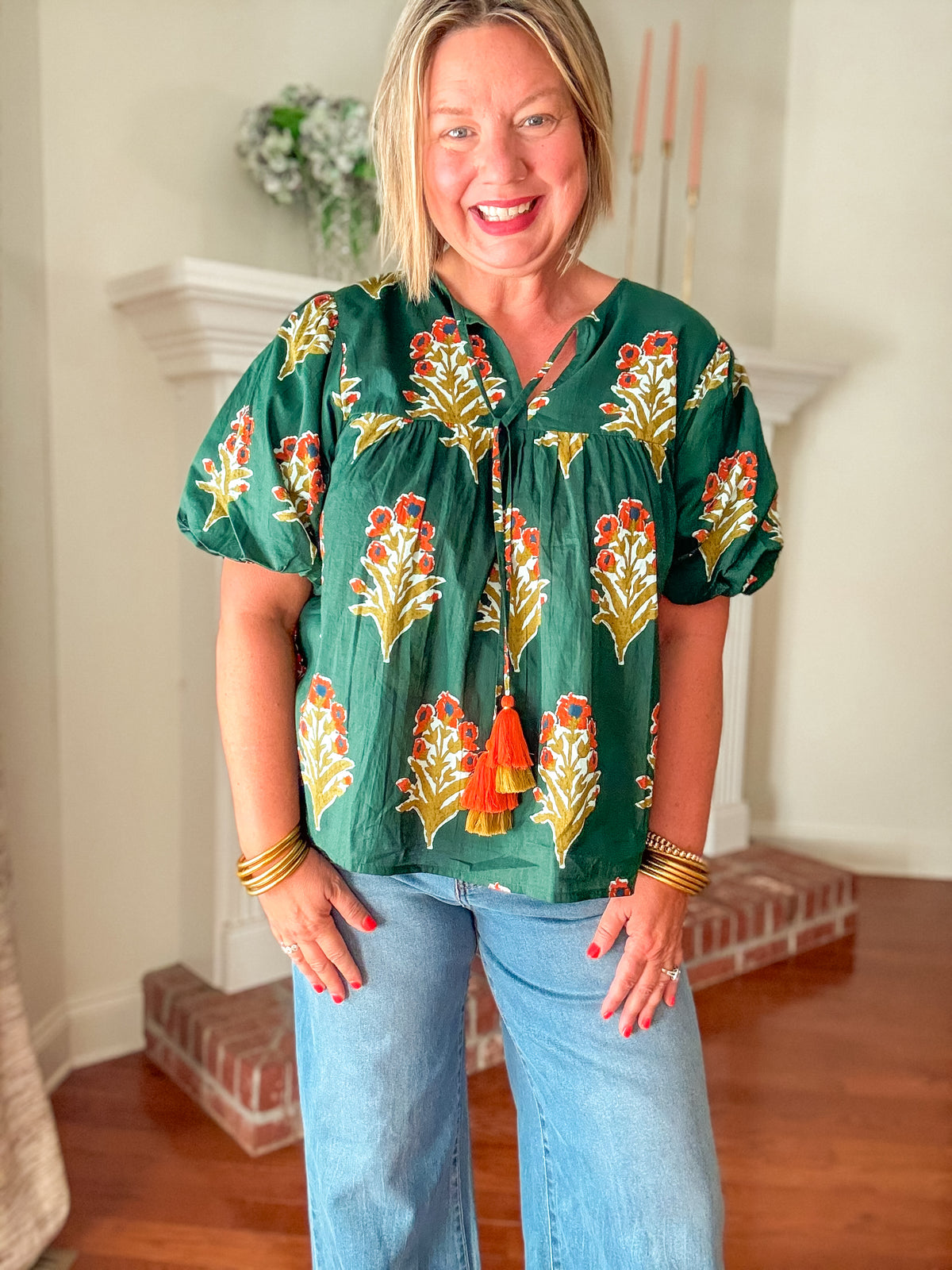 Clementine Puff Sleeve Floral Top