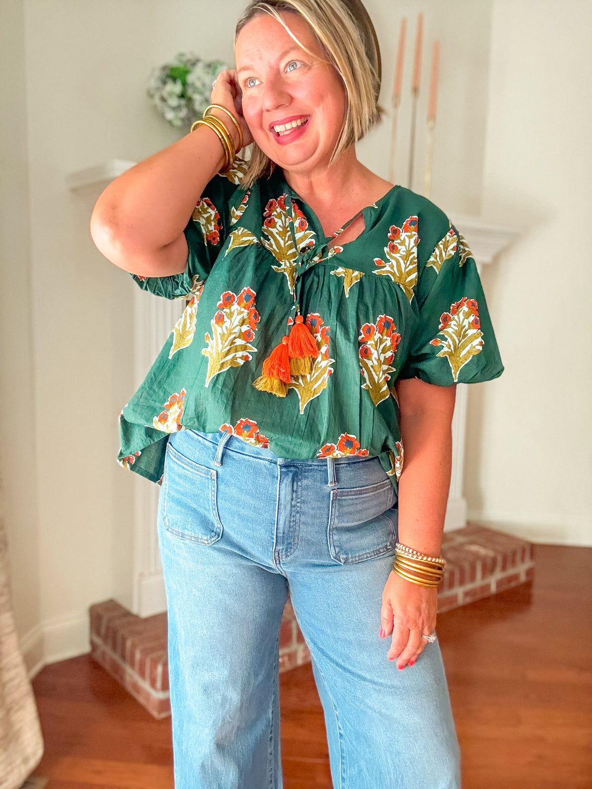 Clementine Puff Sleeve Floral Top