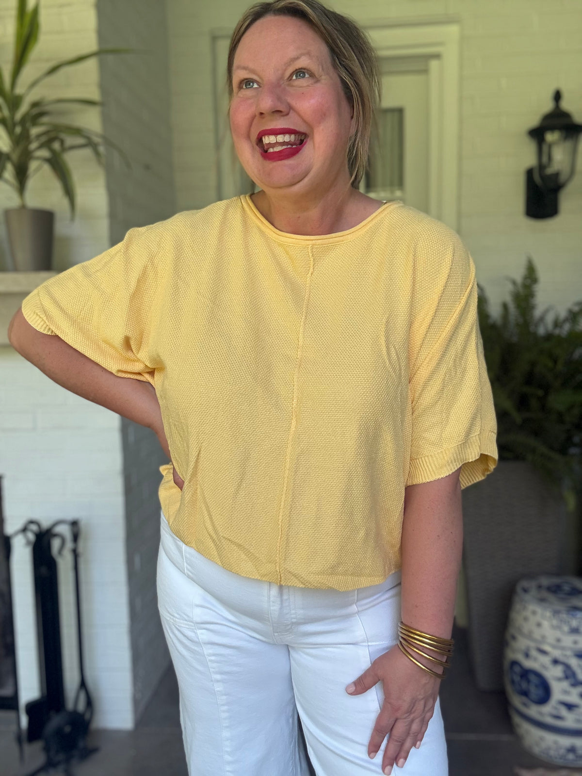 Lightweight Oversized Knit Poncho Sweater - Butter Yellow