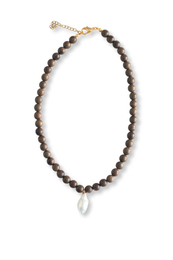Camille Pearl Necklace - Sage