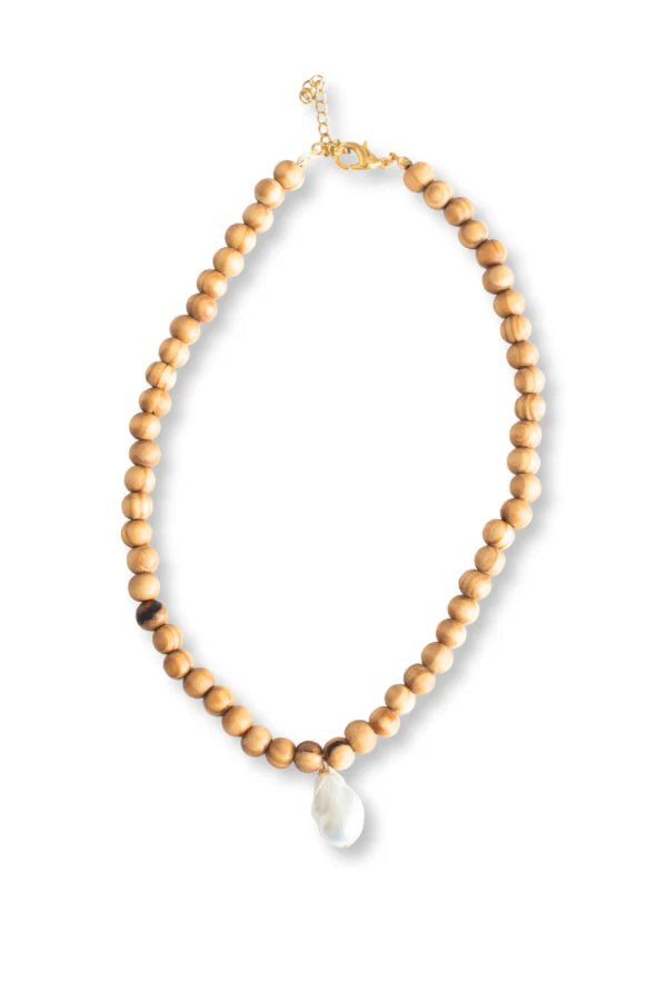 Camille Pearl Necklace - Light Brown