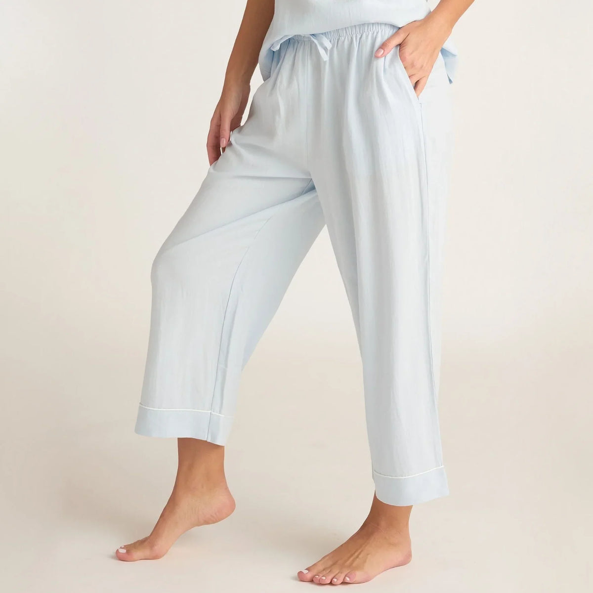 Faceplant Dreams Linen Capri Pant - Sky
