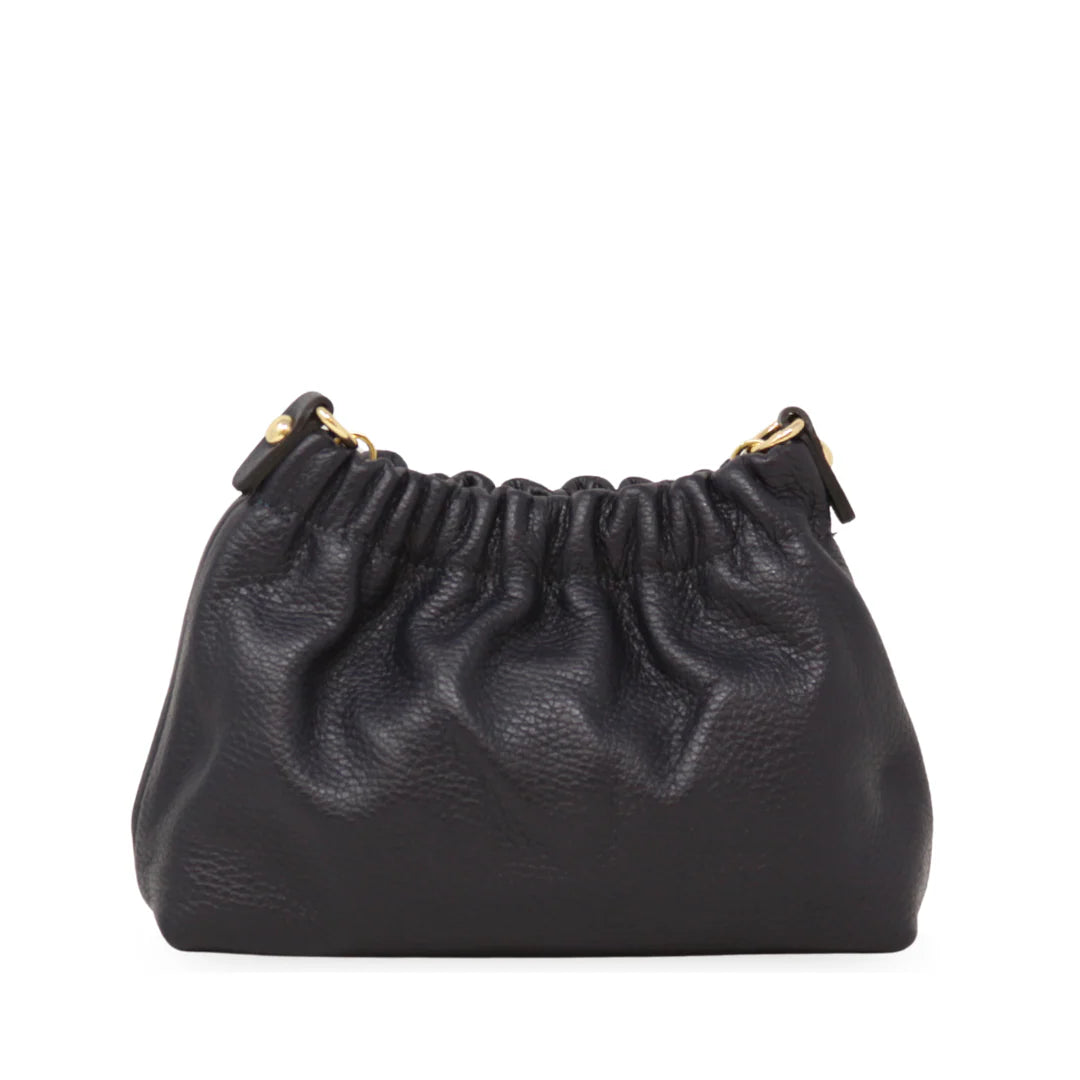 German Fuentes Pleated Leather Bag - Navy