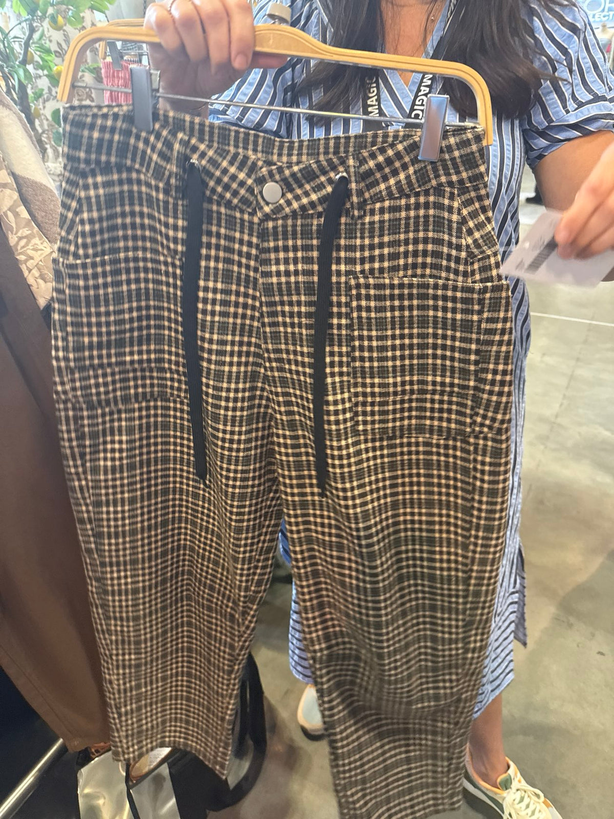 Plaid Pant with Drawstring Waist