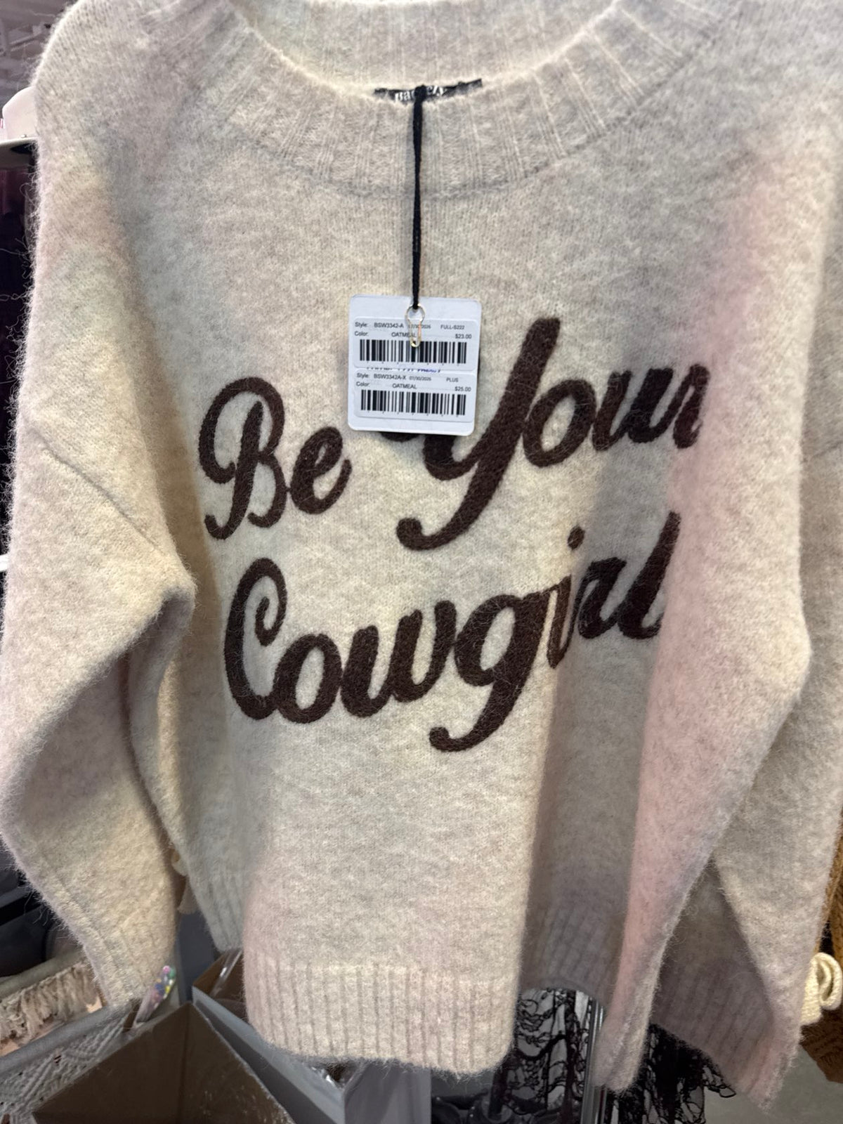 Be Your Cowgirl Sweater - Oatmeal