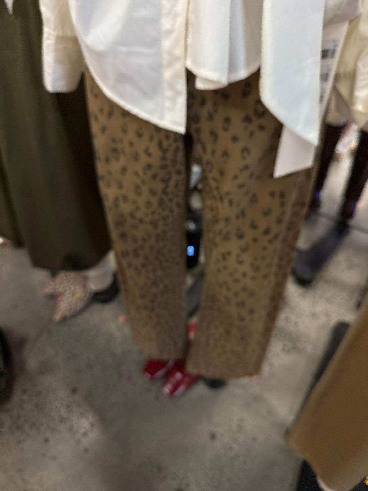 Leopard Print Wide Leg Pants - Brown