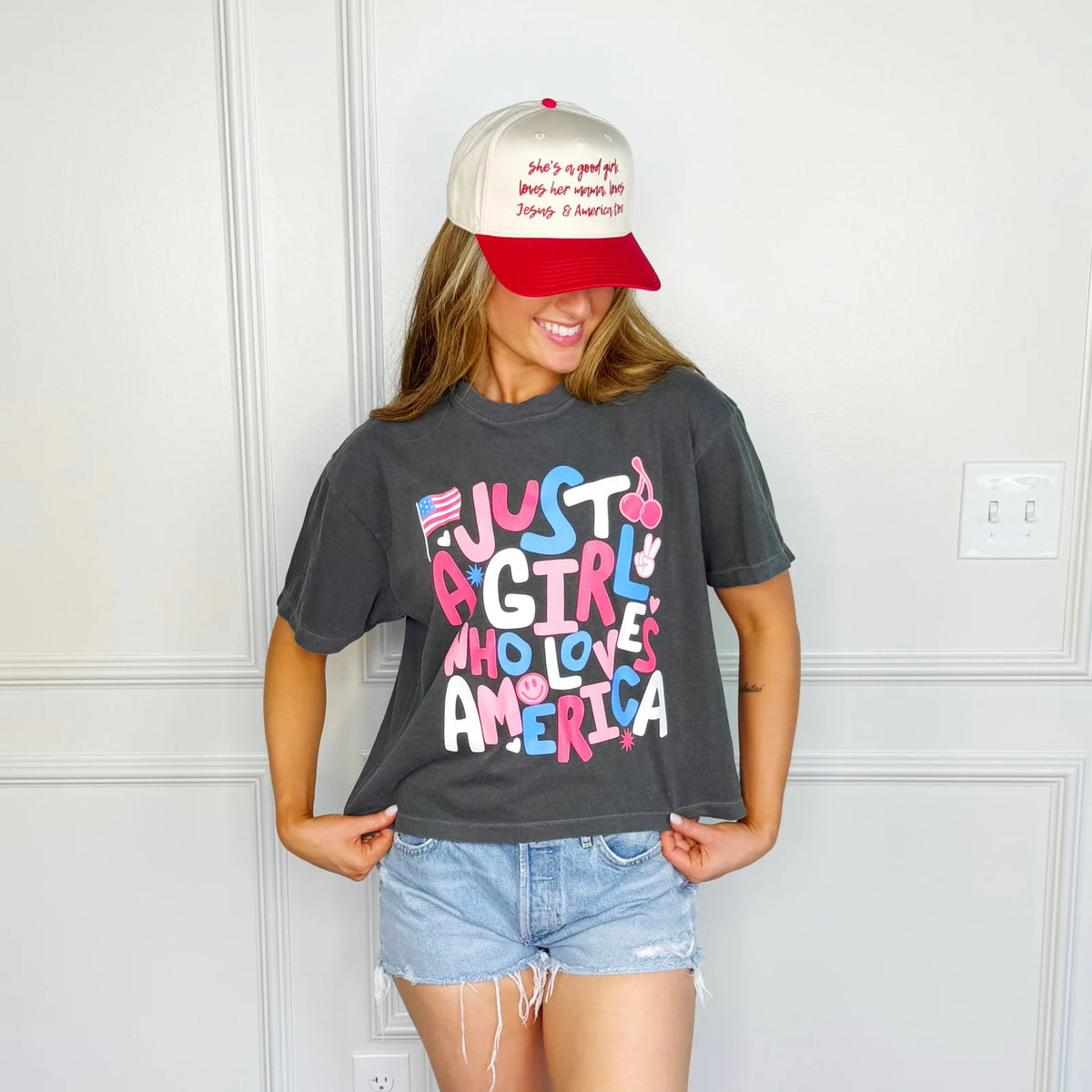 Just a Girl who Loves America Crop Tee